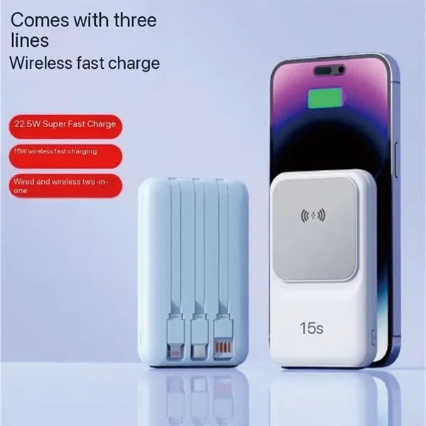 10000 mAh Multifunctional Portable Magnetic Wired Power Bank