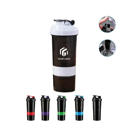 3-tier Sports Leak-Proof Non-Slip Protein Shaker bottle