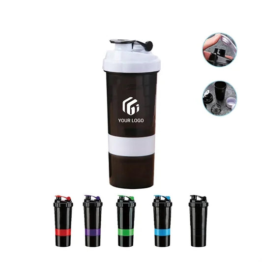 3-tier Sports Leak-Proof Non-Slip Protein Shaker bottle