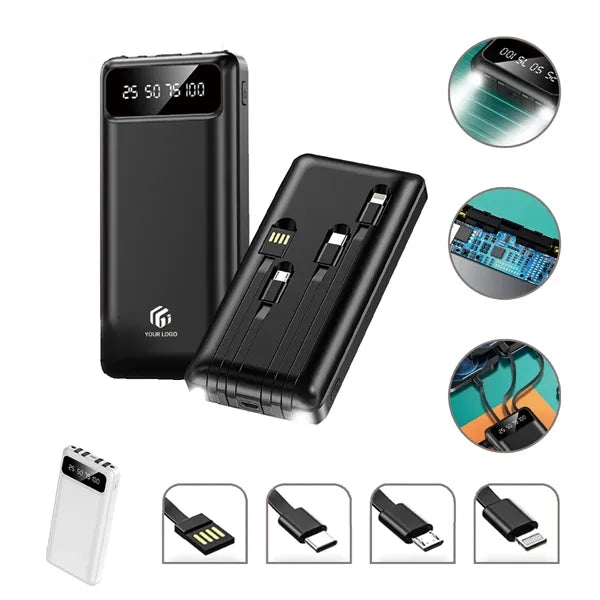 20000mAh Multifunctional Portable Wired Lighting Power Bank