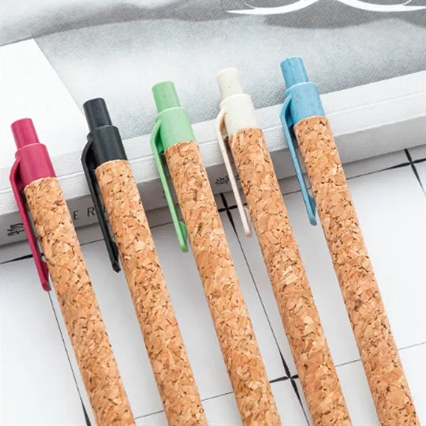 Cork and wheat straw Wood Grain Plastic ballpoint pen