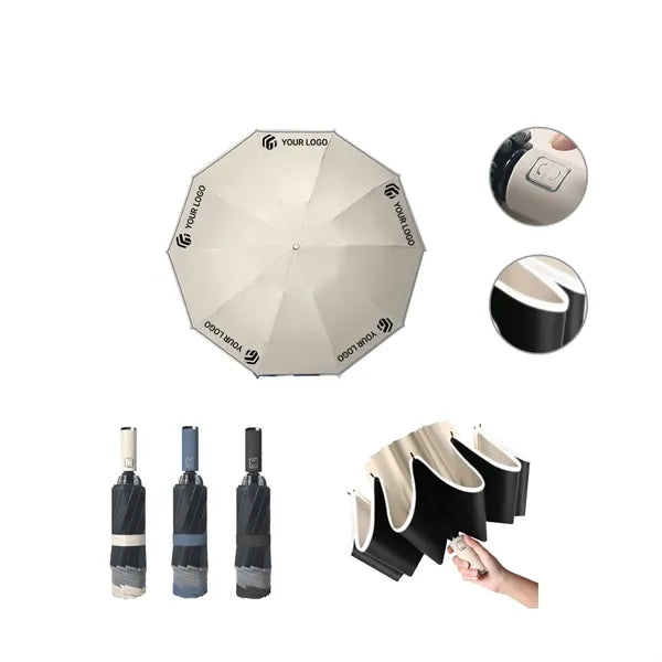 Reverse automatic enlarged windproof three-fold umbrella