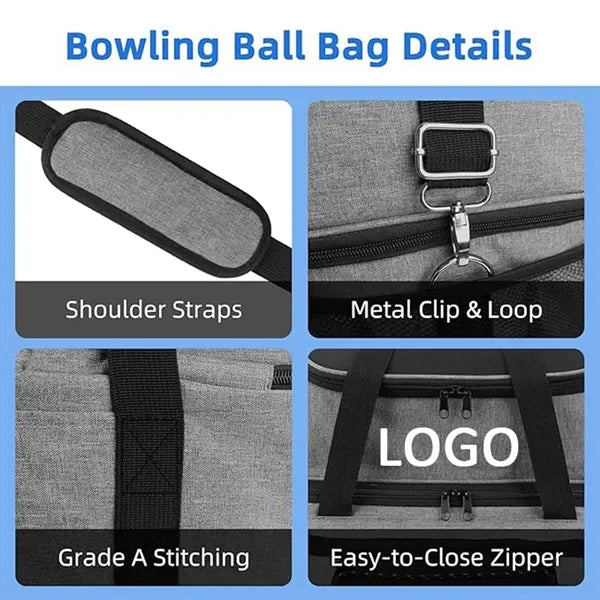 MOQ10PCS Bowling Bag for 2 Balls & Shoes with Padded Divider