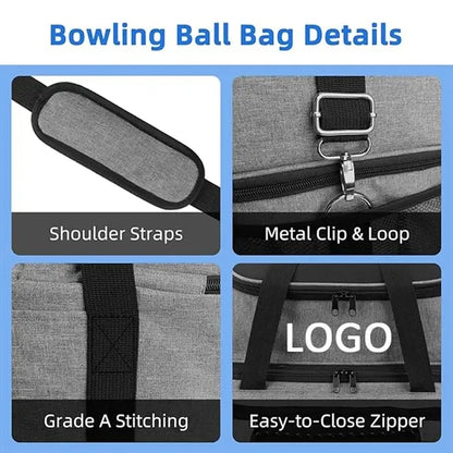 MOQ10PCS Bowling Bag for 2 Balls & Shoes with Padded Divider