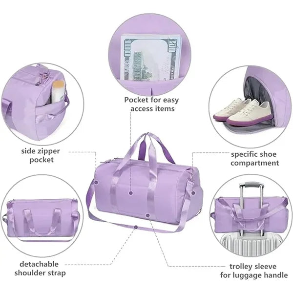 MOQ20PCS Nylon Duffel Waterproof Bag With Shoe Compartment