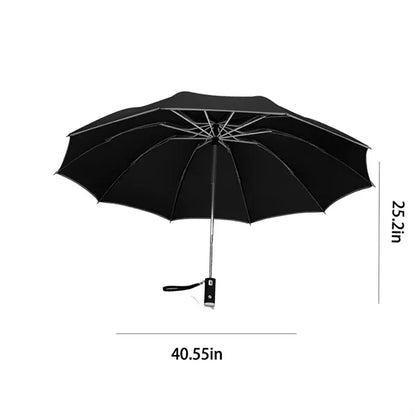 Durable portable automatic reverse lighting folding umbrella