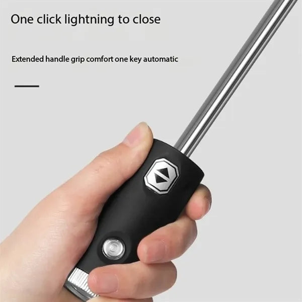 Durable portable automatic reverse lighting folding umbrella