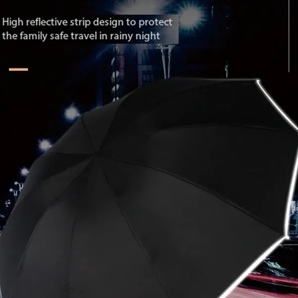 Durable portable automatic reverse lighting folding umbrella