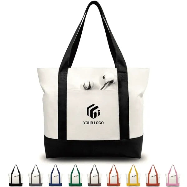 Daily Stylish Canvas Tote Bag With An External Pocket