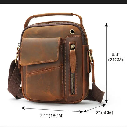 Small Vintage Genuine Leather Crossbody Bag