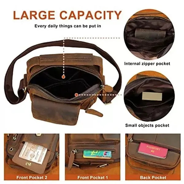 Small Vintage Genuine Leather Crossbody Bag