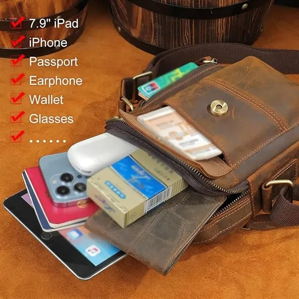 Small Vintage Genuine Leather Crossbody Bag