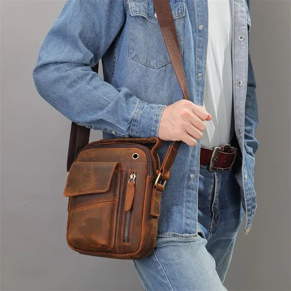 Small Vintage Genuine Leather Crossbody Bag