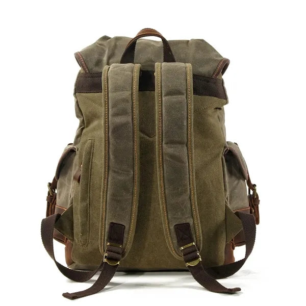 Large Capacity Leather Waxed Canvas Waterproof Backpack