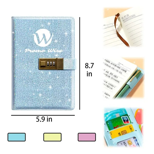 A5 Digital Password Notebook with Combination Lock Card Slot