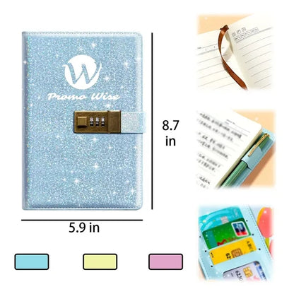 A5 Digital Password Notebook with Combination Lock Card Slot