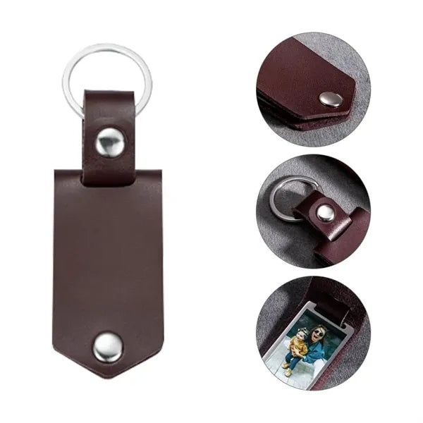 Genuine Leather Mini Multifunctional Keychain Photo Album