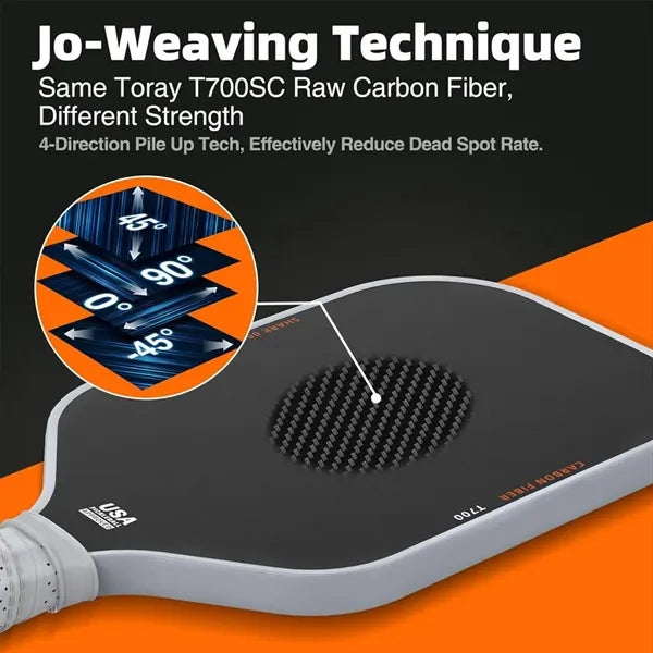 T700 Raw Carbon Fiber Pickleball Paddle Set