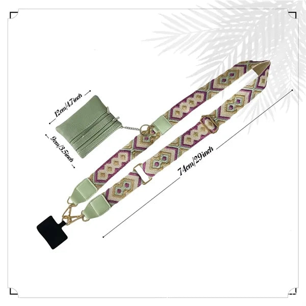 Crossbody Phone Strap Lanyard with Zippered Pouch