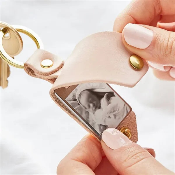 Genuine Leather Mini Multifunctional Keychain Photo Album