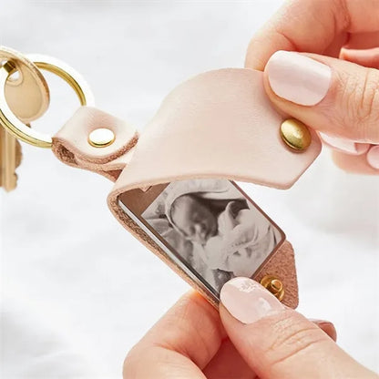 Genuine Leather Mini Multifunctional Keychain Photo Album