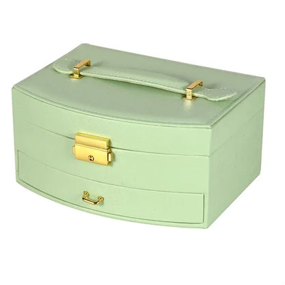 Portable Multi-slot Jewelry Box with Mirror Removable Drawer