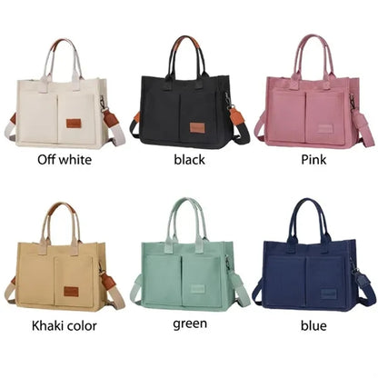 Large Canvas Tote Handbag Crossbody Bag with Multi-pocket