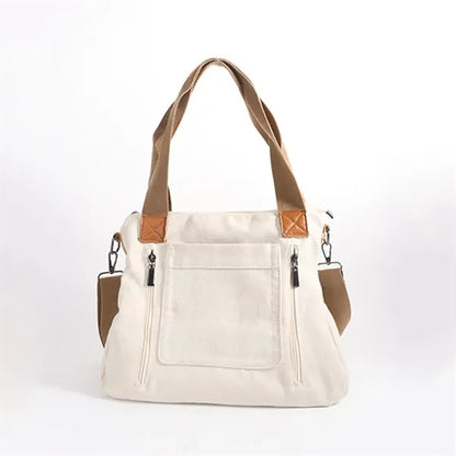 Large Canvas Bag with Zipper Adjustable Shoulder Straps