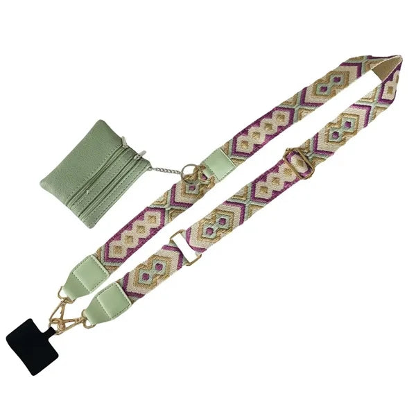Crossbody Phone Strap Lanyard with Zippered Pouch