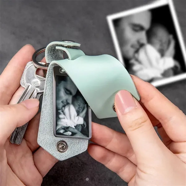 Genuine Leather Mini Multifunctional Keychain Photo Album