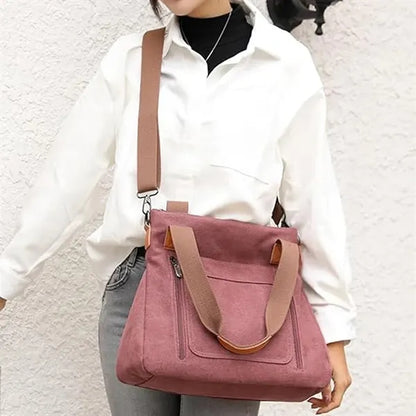 Large Canvas Bag with Zipper Adjustable Shoulder Straps