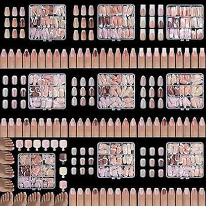 French Tip Square Press On Fake Nails Set