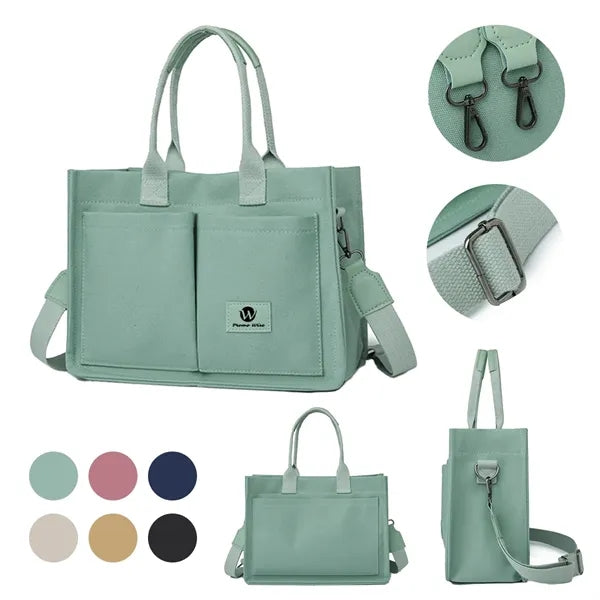 Large Canvas Tote Handbag Crossbody Bag with Multi-pocket