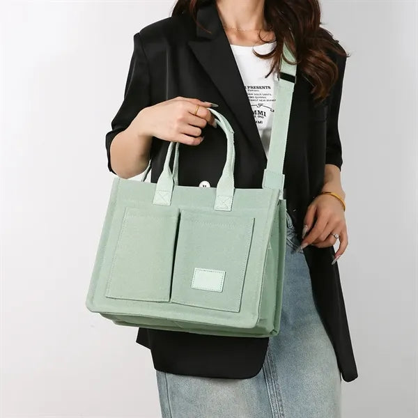 Large Canvas Tote Handbag Crossbody Bag with Multi-pocket