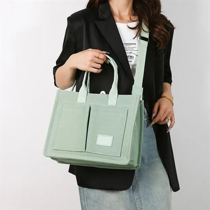 Large Canvas Tote Handbag Crossbody Bag with Multi-pocket