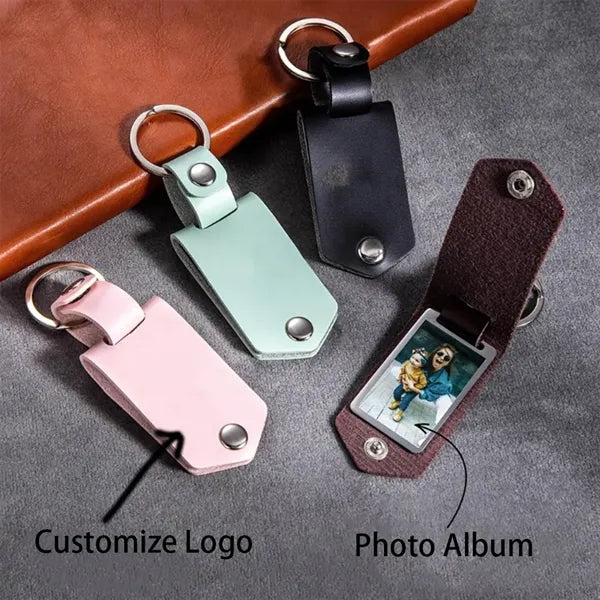 Genuine Leather Mini Multifunctional Keychain Photo Album