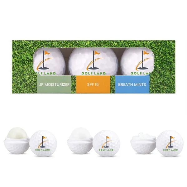 3 Pack Golf Ball Lip Moisturizer, Mints & SPF15 Lip Moisturi