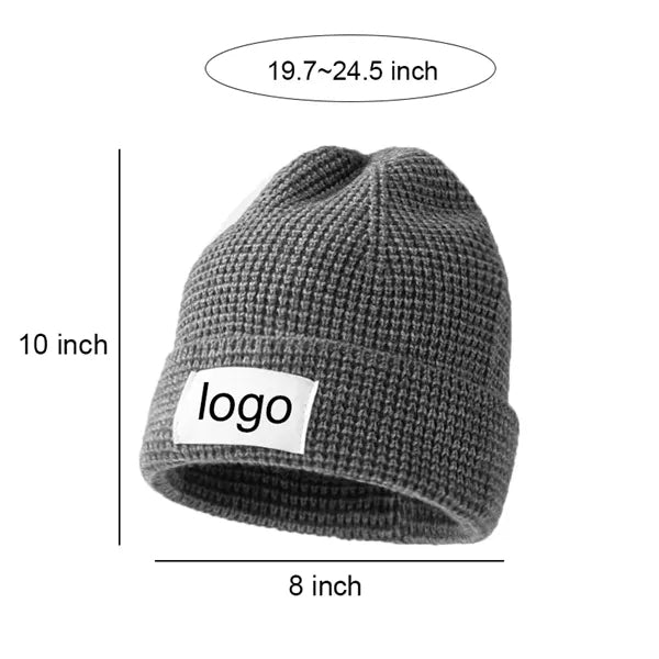 MOQ50PCS Thick Winter Waffle Knit Warm Beanie Hats