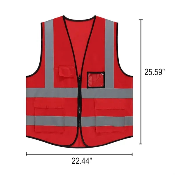 4 Pockets Hi Vis Reflective Strips Safety Vest MOQ30