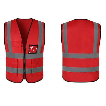 4 Pockets Hi Vis Reflective Strips Safety Vest MOQ30
