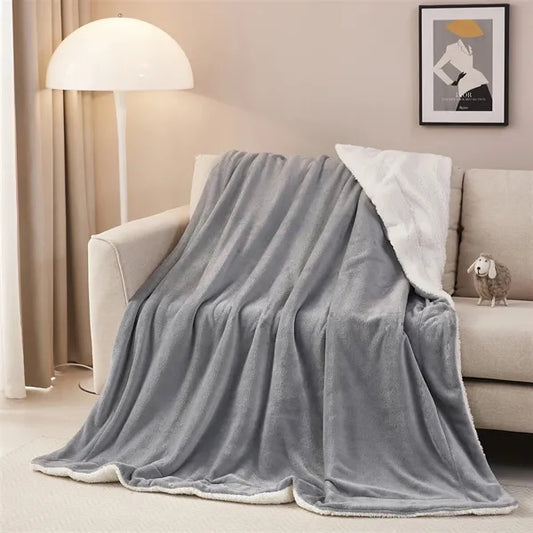 Sherpa Fleece Throw Blanket Twin Size For Couch
