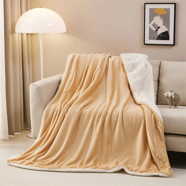 Sherpa Fleece Throw Blanket Twin Size For Couch