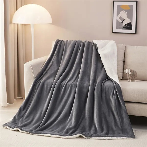 Sherpa Fleece Throw Blanket Twin Size For Couch