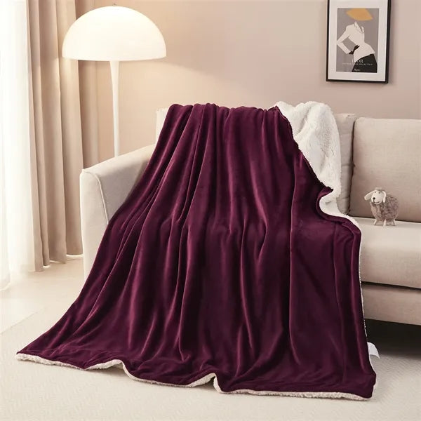 Sherpa Fleece Throw Blanket Twin Size For Couch