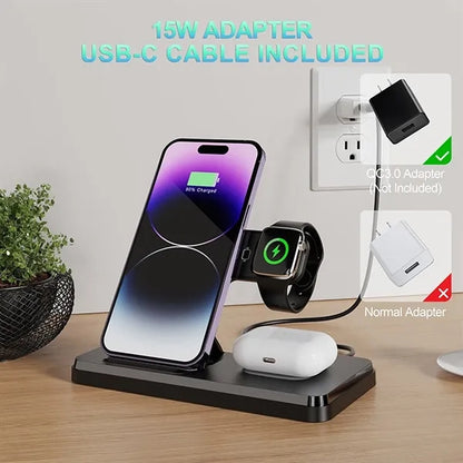 3 in 1 Wireless Charging Station 15W Fast Charge