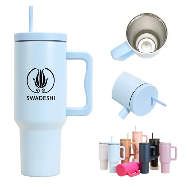 40oz Stainless Steel Insulated Flip Straw Tumbler