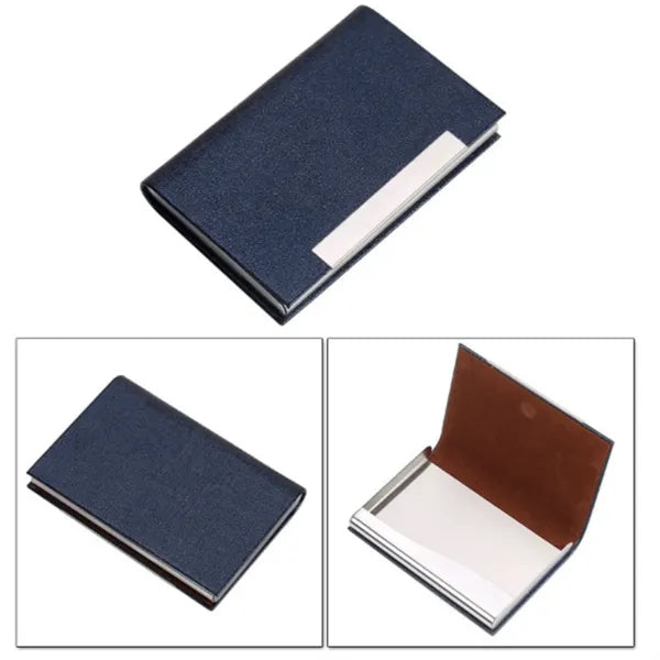 Leather Pocket Clip Metal Business ID Credit Card Wallet