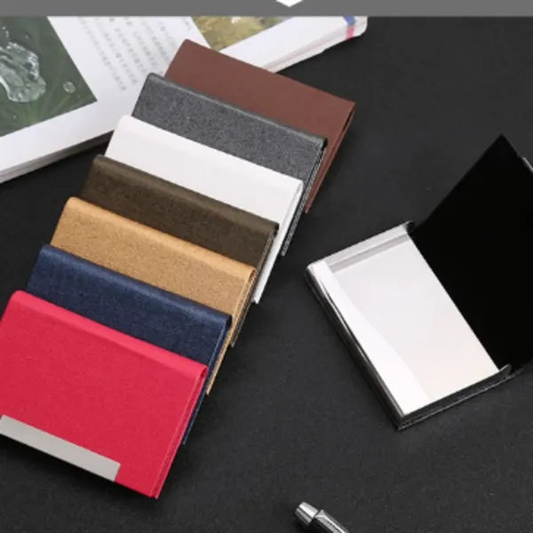 Leather Pocket Clip Metal Business ID Credit Card Wallet