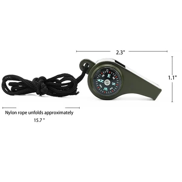 3 In 1 Emergency Survival Whistle With Compass Thermometer