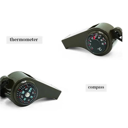 3 In 1 Emergency Survival Whistle With Compass Thermometer